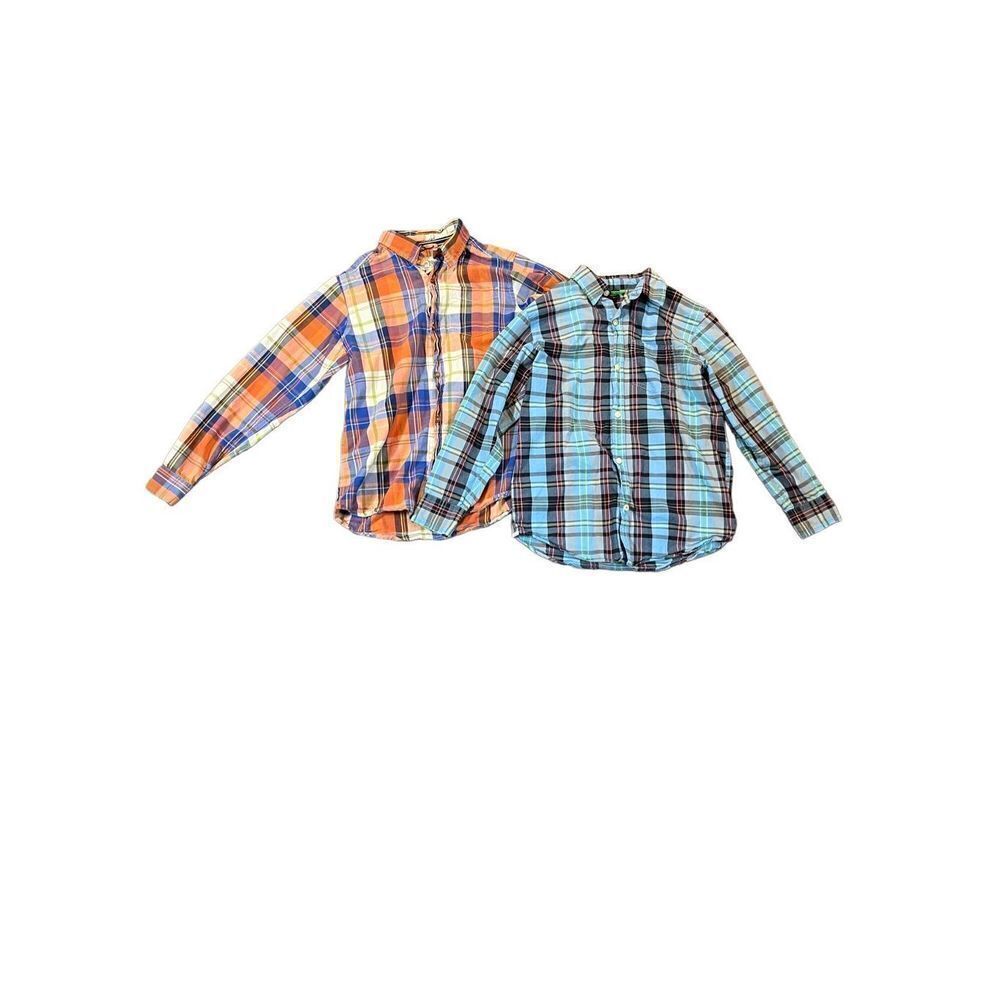 Boy’s Plaid Long Sleeve Button Up Bundle Large